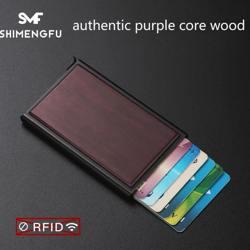 Innehavare Hot Carbon Fiber Credit Card Holder Wallet Ny design Minimalist RFID Blockering Slim Metal Cardholder Anti Protect Clip for Men