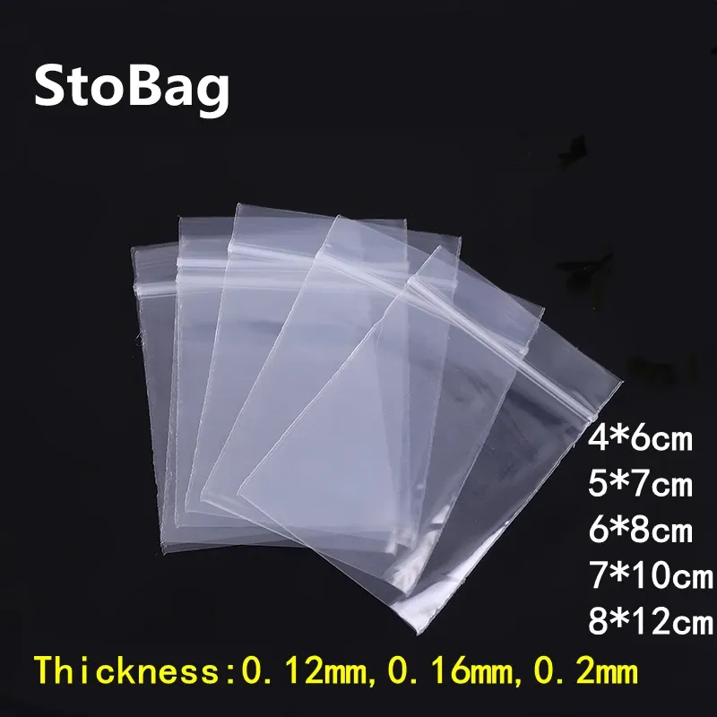 Сумки STOBAG 100PCS Прозрачные маленькие мешки с застежкой на молнии застегнуто застегнуто