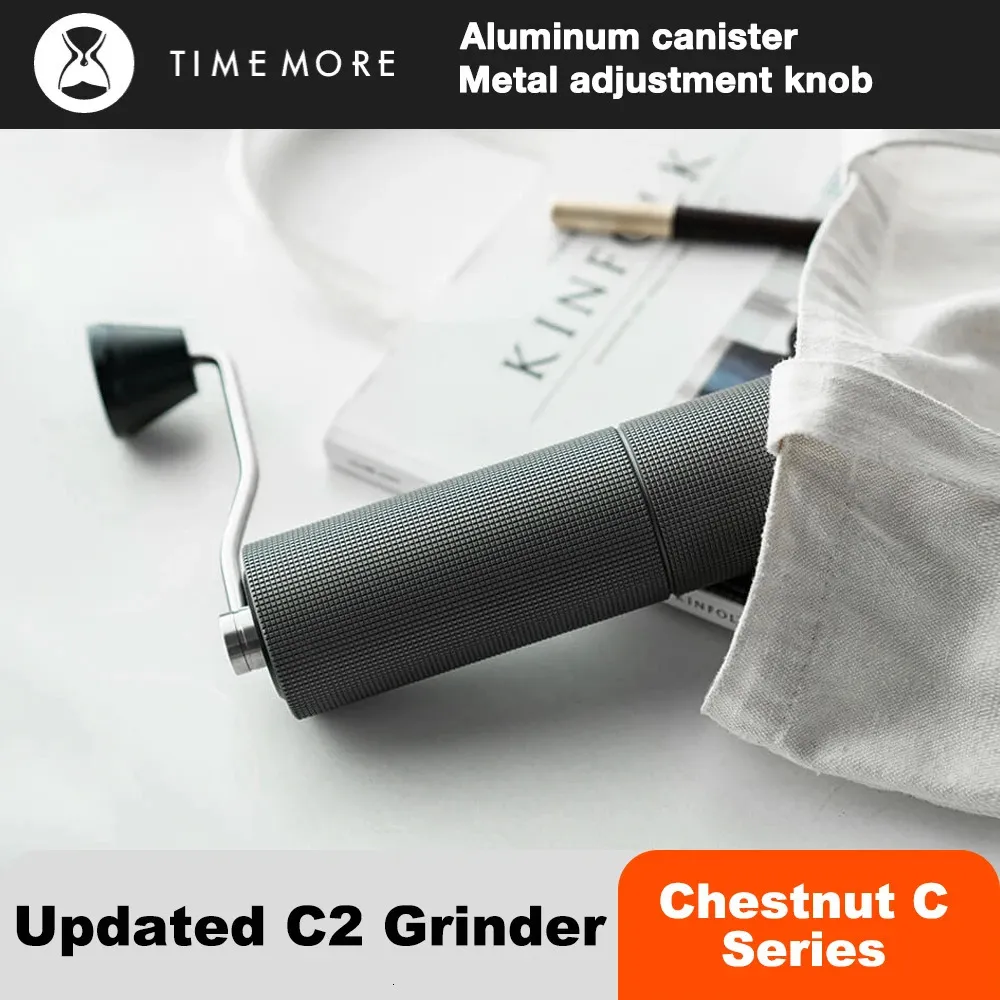 Timemore Chestnut C2 업그레이드 휴대용 커피 그라인더 핸드 그라인드 머신 밀로 이중 베어링 포지셔닝 240416