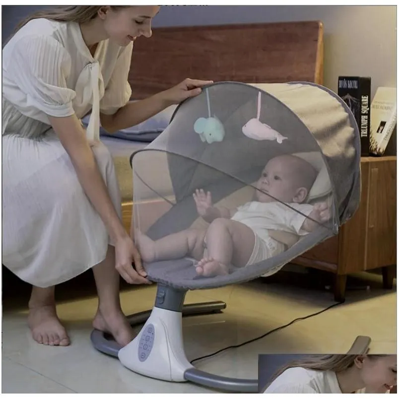 Schommelstoelen hangende slaper wieg hangmat mesh cradle elektrische rocker schommels en uitsmijter 2in1 baby swing stoel muziek drop levering k ot9bt