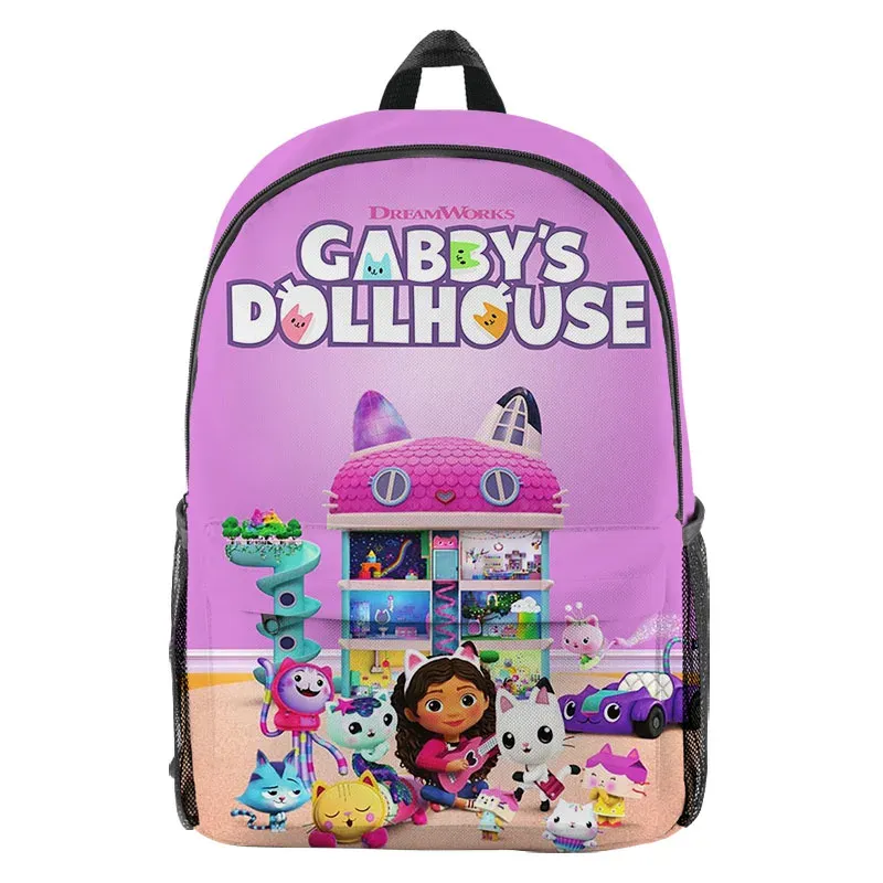 Sac à dos Gabby's Dollouse Backpack for Kids Girls Garçons Boys Schoolbag Enfants Backpacks Kawaii Sacs Cartoon Gabby Cat Bookbag Mochila