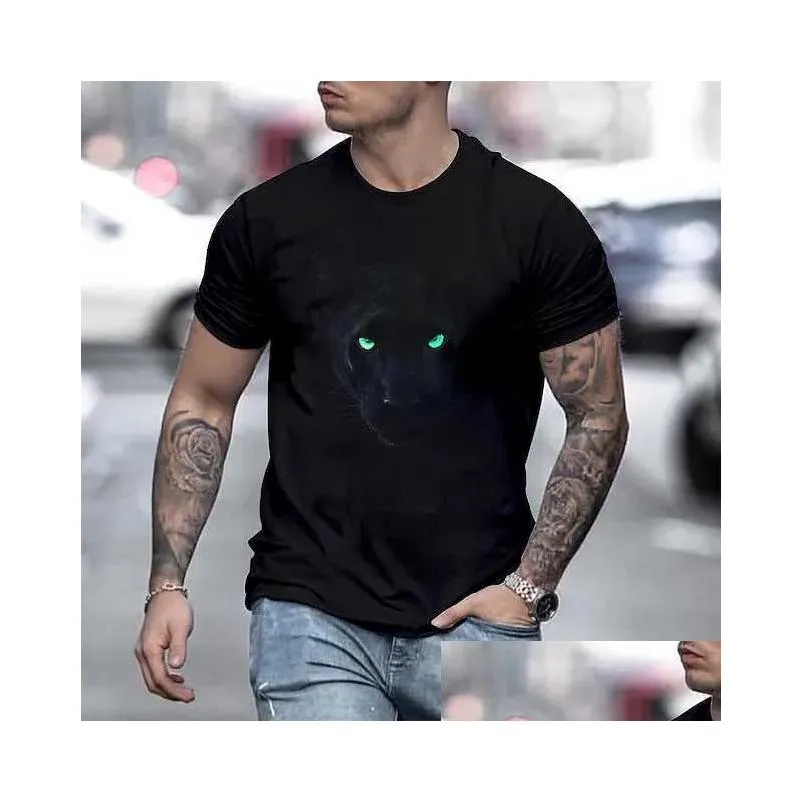 Mens T-shirts t-shirt tee skjorta grafisk djurbesättning hals grön blå lila gul brun 3d tryck plus size casual daglig kort ärm c dhyxq