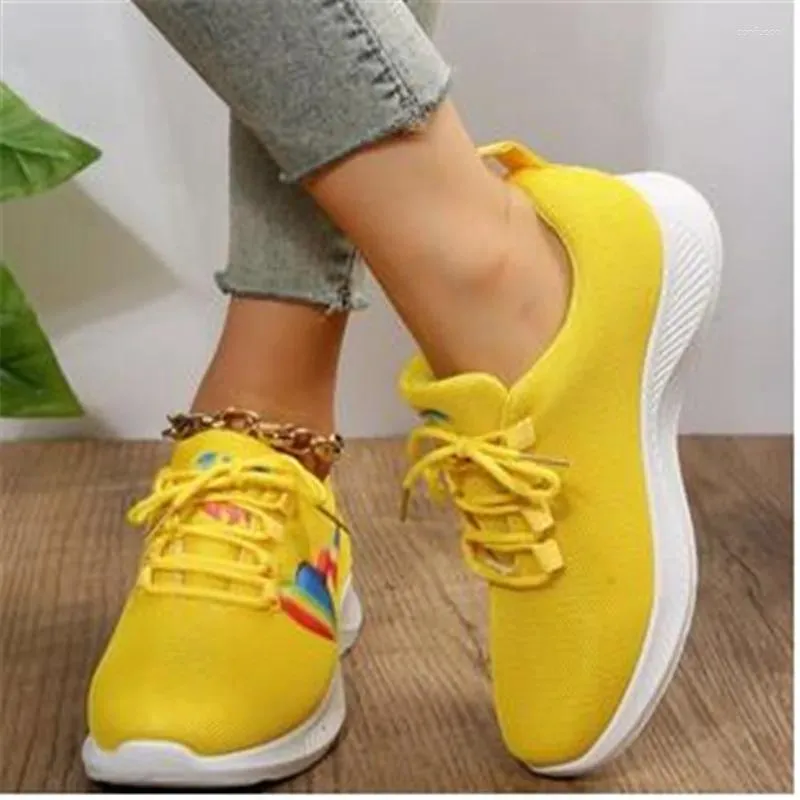 Casual Shoes Fashion Print Women's Sneakers 2024 Lace-Up Breathable Mesh Woman Soft Bottom Non-Slip Ladies Sport