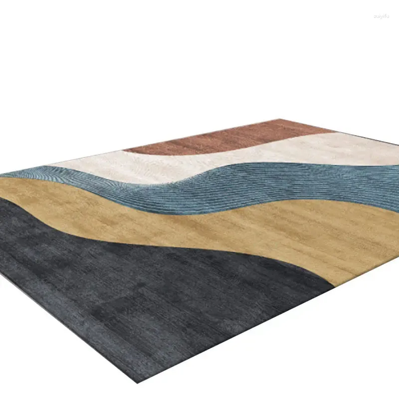 Dywany Nowoczesne minimalistyczny stolik kawowy kontrastowy kolorowy dywan geometryczny