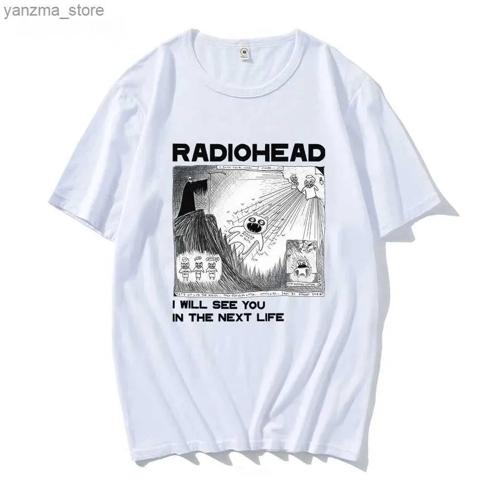 Dames t-shirt zomer nieuw plus size t-shirt voor coupleshot radiohead t-shirt rockband vintage muziek fans mannen dames ts short slve kleding y240420e1vfff