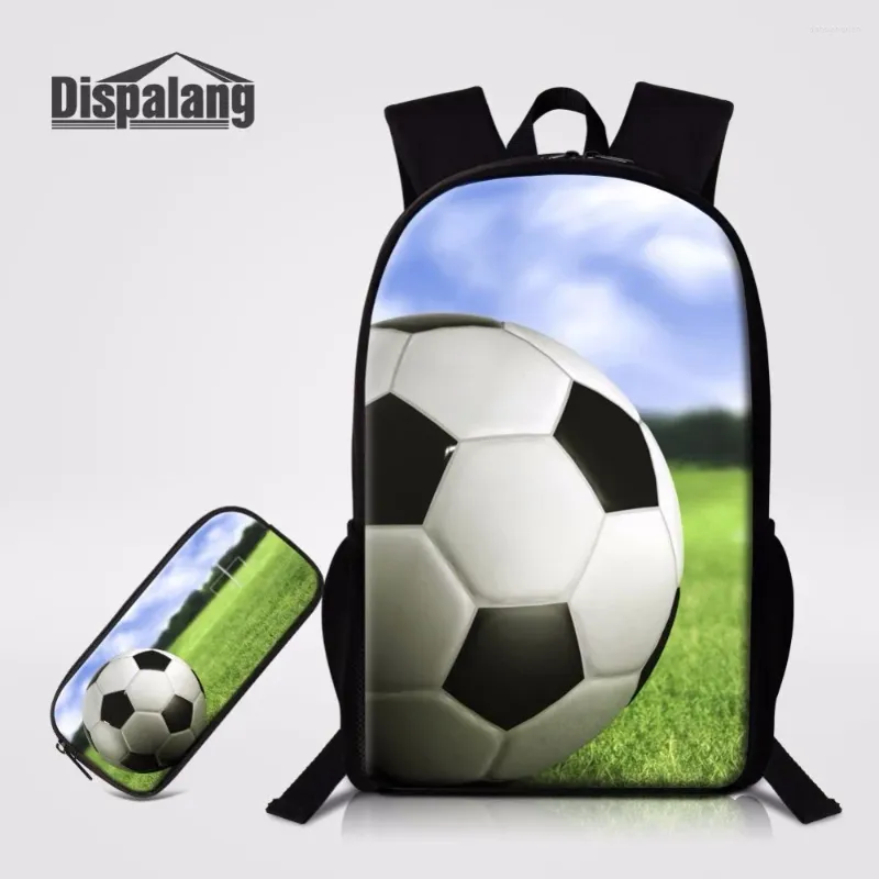 Рюкзак Displess Soccers 3D Отпечатки 2 штуки установлены 16 -дюймовые женские карандаш.