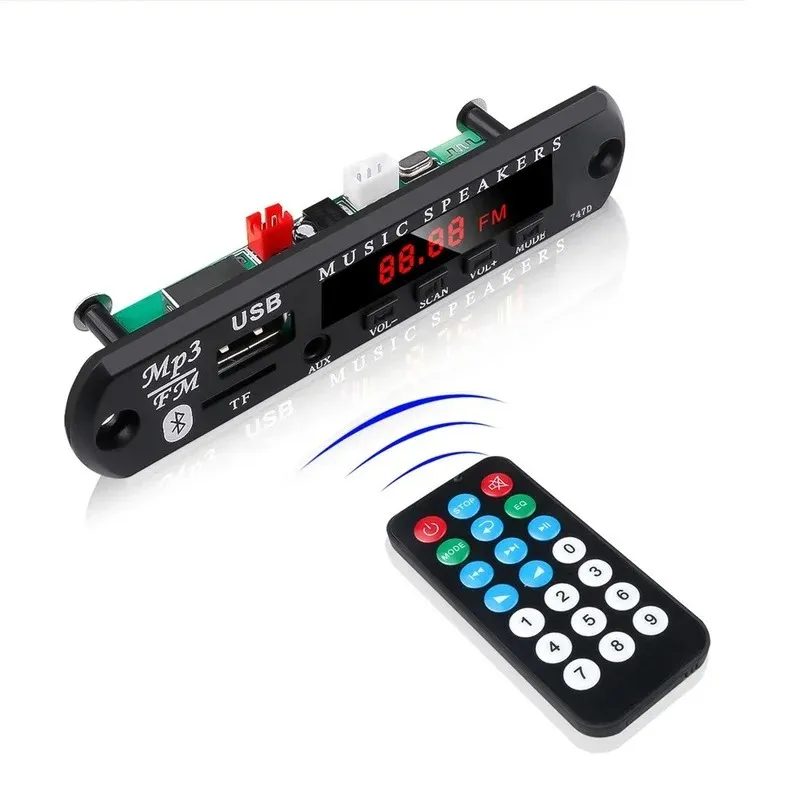 Wireless Bluetooth 5.0 9V-12V MP3 WMA DECODER Brädbil Audio USB TF FM Radio Modul Color Screen Mp3 Spelare med fjärrkontroll