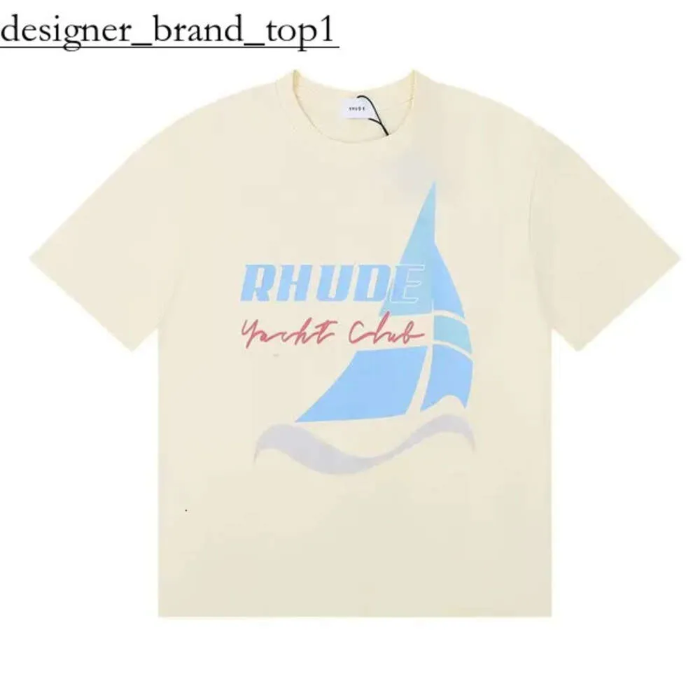 Rhude New 2024 Designer Mens T Shirt Trendy Graphic Printed Womens Mens Clothing Rhude Shirt Short Sleeve Letter Graffiti Loose Rhude Shirt High Quality Tee 9258