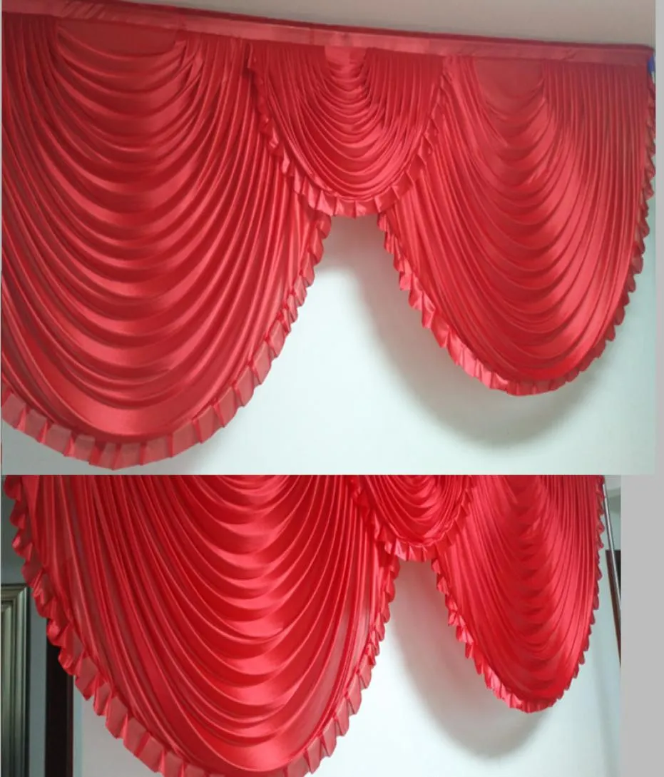 10ft brede stylistontwerpen Croal kleur bruiloft gordijn swags achtergrond feest feestviering podium achtergrond swags satijnen muur drapes3822511