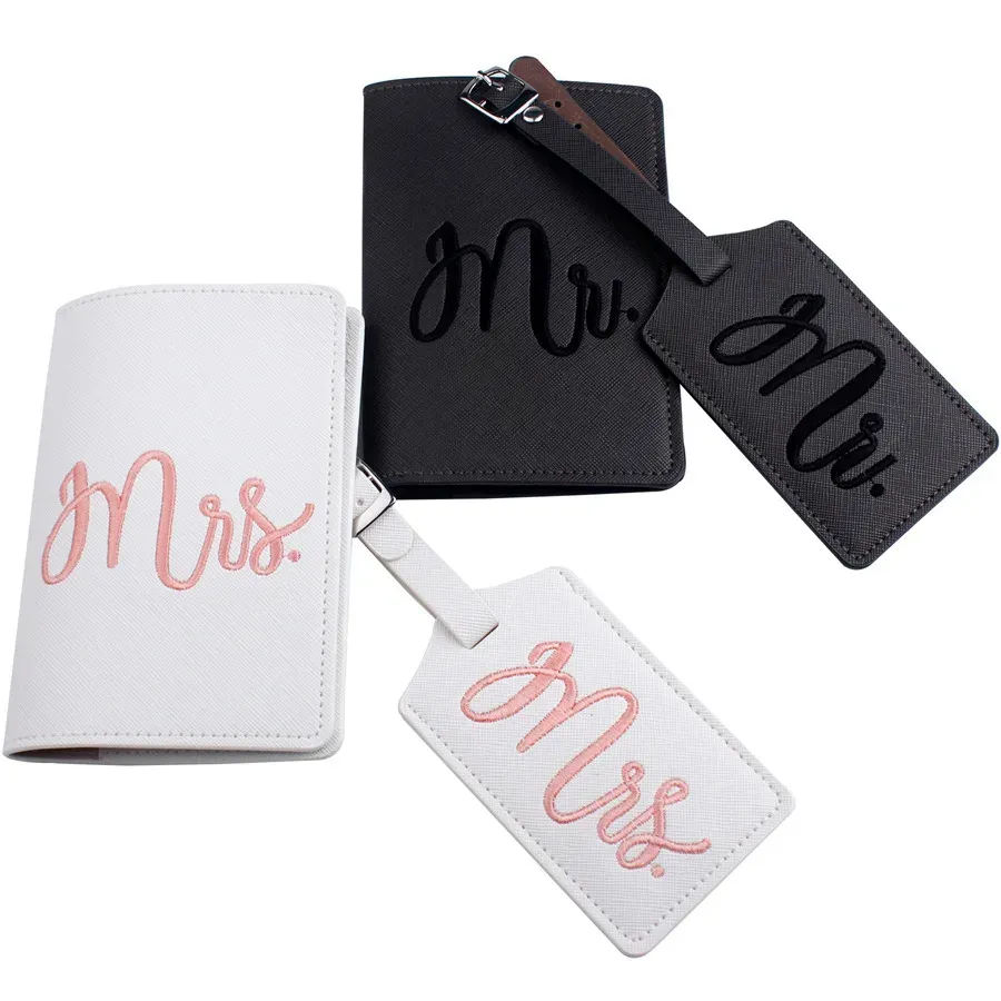 Johns 4PCS MRMRS Koffer Stickpass Deckung Lagen Tags Tasche Anhänger Reisezubehör Name ID Adresse Hochzeitseinladung