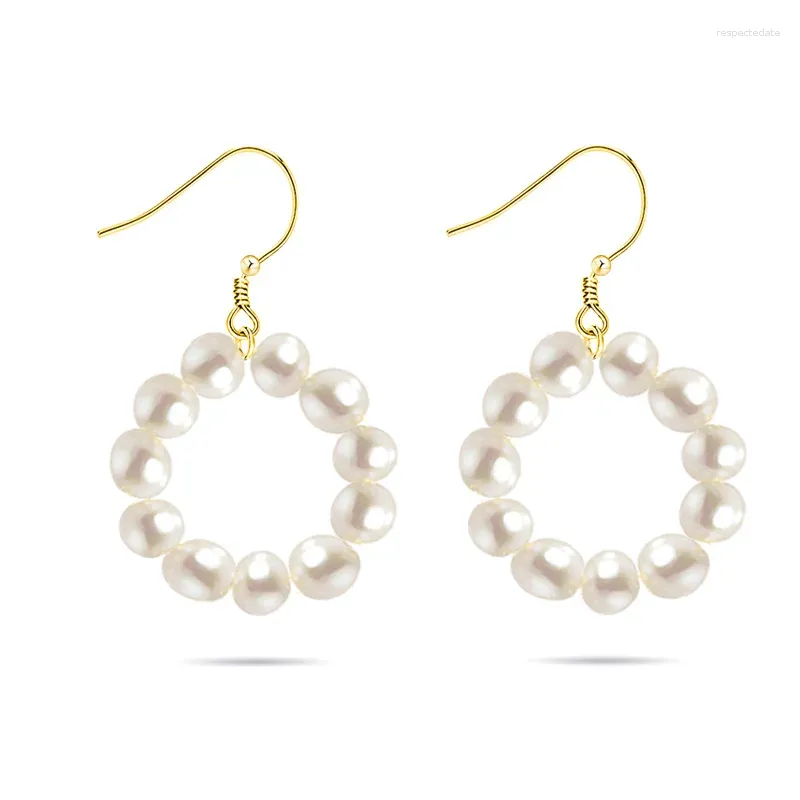 Boucles d'oreilles true True Natural Baroque Pearl Women's Circle 925 Silver Female Luxury Bijoux Girl Fille Banquet Cadeau Banquet