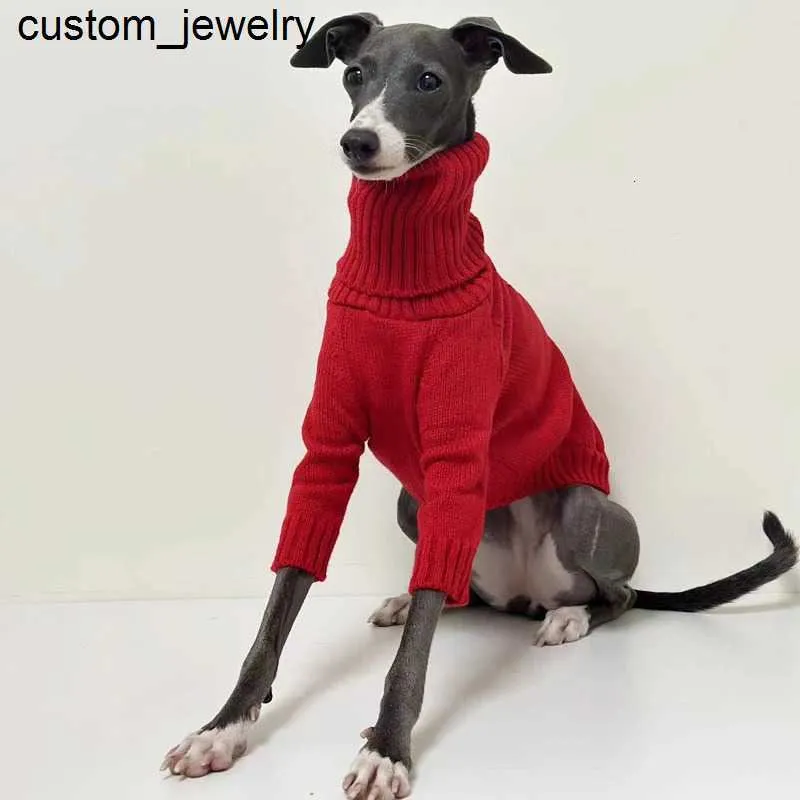 Dog Apparel Italian Greyhound Sweater Whippet Turtleneck Red Christmas Knitted Warm Pet Clothing 231130