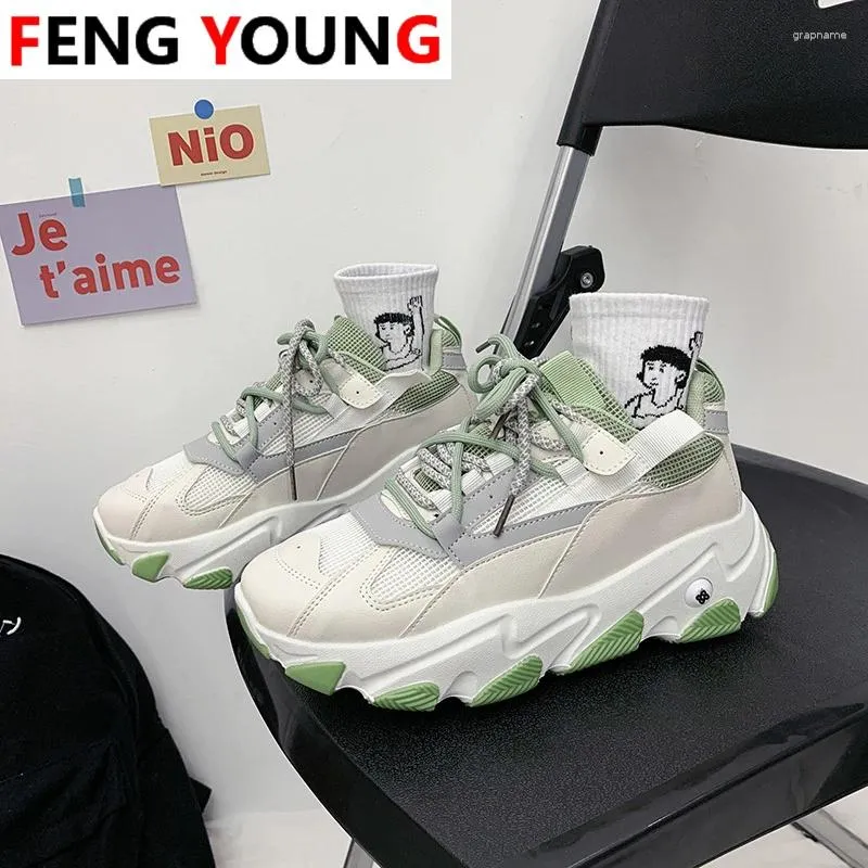 Fitnessschuhe 2024 Frauen Sneakers Chunky Designer grün atmungsaktiven alten Vater Tennis weibliche lässige vulkanische Frau