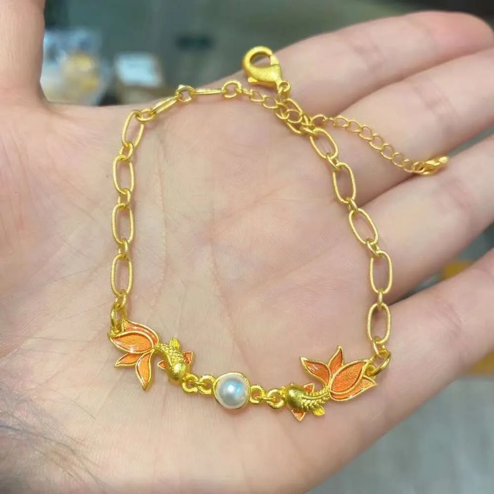 geomancy accessory Design Double Koi Bracelet with Adjustable Small Bracelet, Sand Goldfish Accessories, Fashionable and Versatile Women's Style