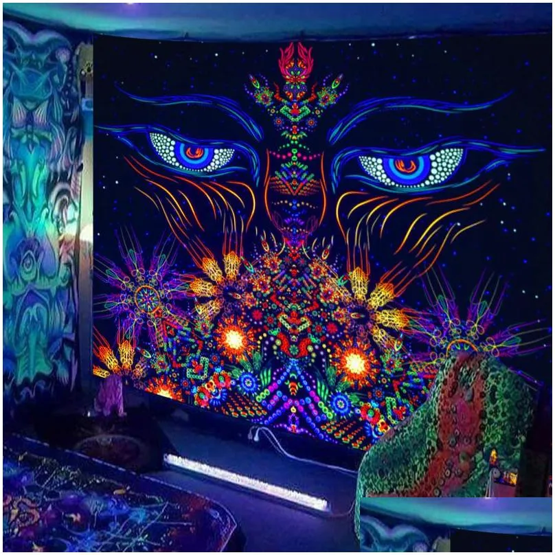 Wandteppiche ESCENTS -GABY European und American Black Light Hanging Tuch Poster Home Dekoration Hintergrund psychedelischer Trippy 23021 DHMRJ