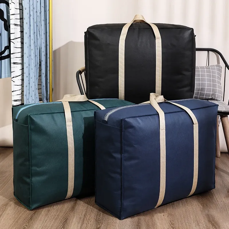 Väskor super stora kapacitet förvaringspåsar klädfiltar garderob arrangör flyttar tygväska blixtlås säck varaktigt handväska bagagepaket