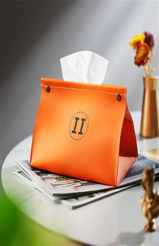Designer Tissue Boxes Fashion Casual thuistafel decoratie servetten houder oranje h tissues doos toiletpapier dispenser auto deco nap9115924