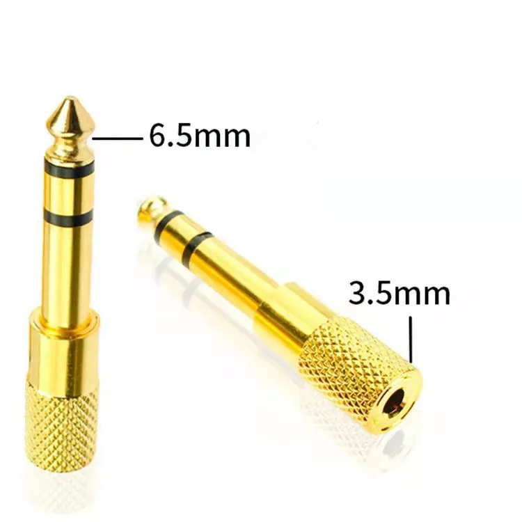 Taffretta stereo con cuffia oro Tappo di adattatore jack audio 1/8 da 3,5 mm da femmina a 1/4 da 6,5 mm Tappo d'adattatore maschile Golden