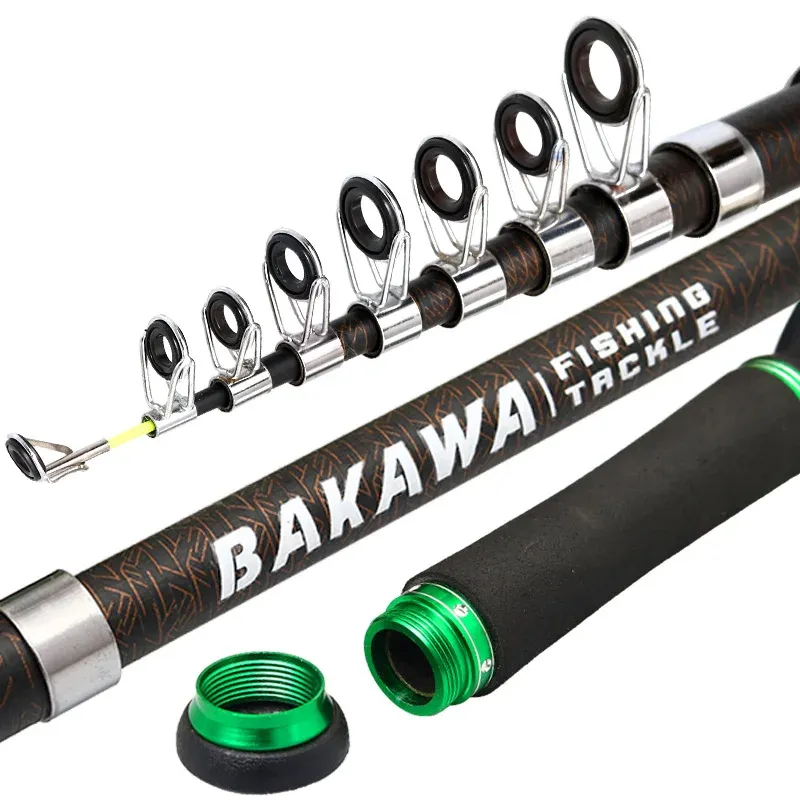 Combo Bakawa Telescópica Haste de Lure de Fishing 1,5m 1,8m 2,1m 2,4m Spinning Casting Alimentador FRP FIBRA TOLLHA DE VIAGEM SEA PROTÁVEL