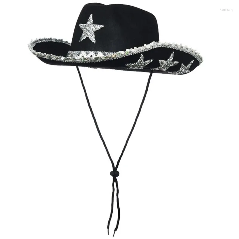 Beretti Cappelli da cowboy traspiranti festa occidentale Large Rolling Brims Hat HATS Felts Fornitura da sole Ampia all'ingrosso