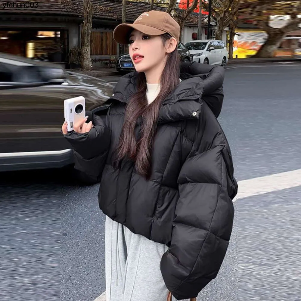 Live Product Spring Internet Celebrity Same White Goose Down Puff American Bread Short Style Jacket for Women