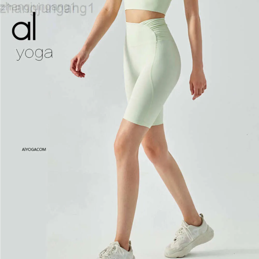 Desginer alooo yoga shorts kvinna byxa topp kvinnor byxor super elastisk andningsbar fast färg naken fitness underbyxor för kvinnors ny höftlyft