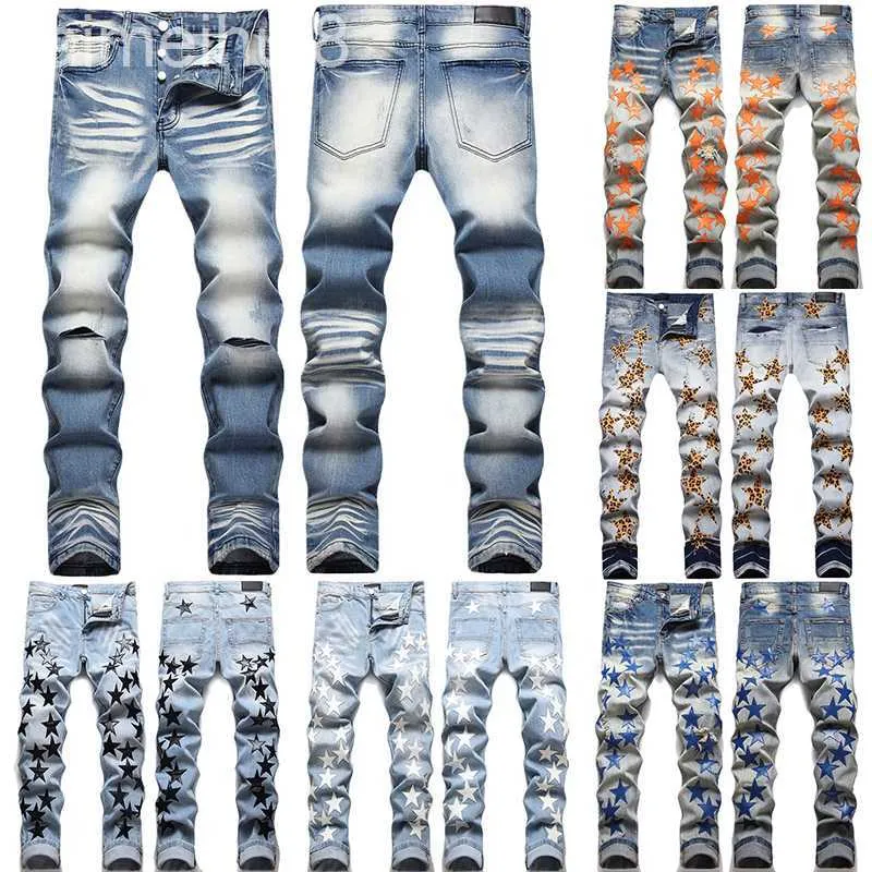 Мотоцикл Ksubi Jeans Mens Designers Miris Джинсы расстроенные рваные байкерские джинсовые ткани для мужчин печатной женской армейской моды моды скинни.