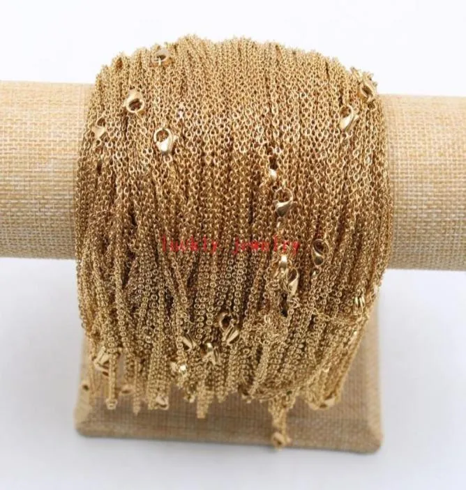 Chains Lot de 10pcs 20pcs mince 2 mm 18039039 Femmes Bijoux de bijoux en acier inoxydable Collier de chaîne Rolo Gold en bulk8095599