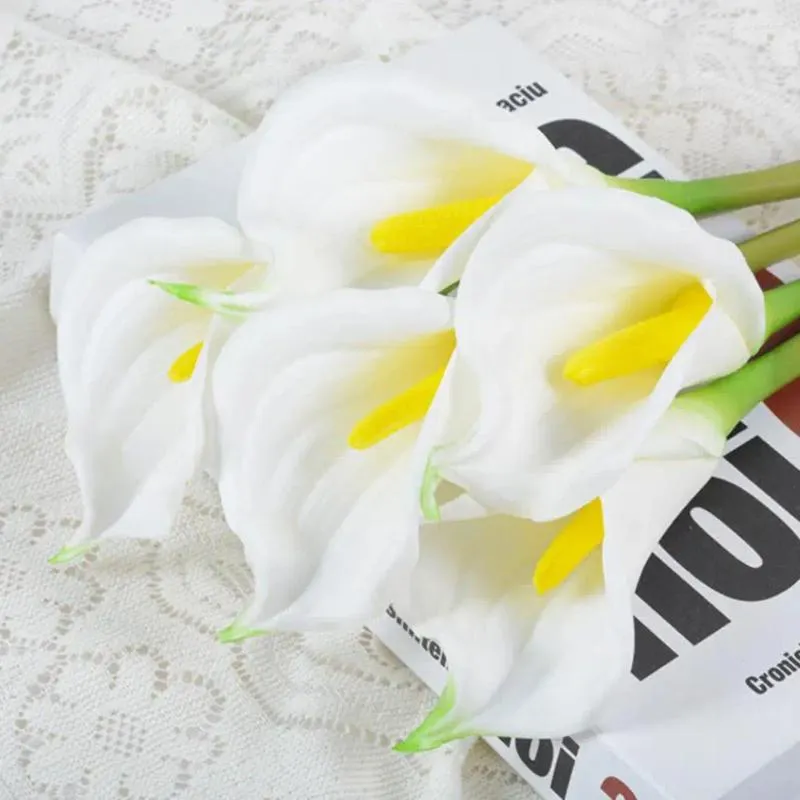 Dekorative Blumen realistische falsche Calla Faux Seidenlily Blume Elegante künstliche Callalily -Zweig für Home Wedding Party Decor Innenräume