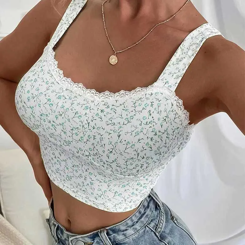 Serbatoi da donna camis camis sexy canotta sexy minuscola floreale floreale in pizzo laterale crotto di crollo da donna senza schiena nuda midriff camis tubo top git