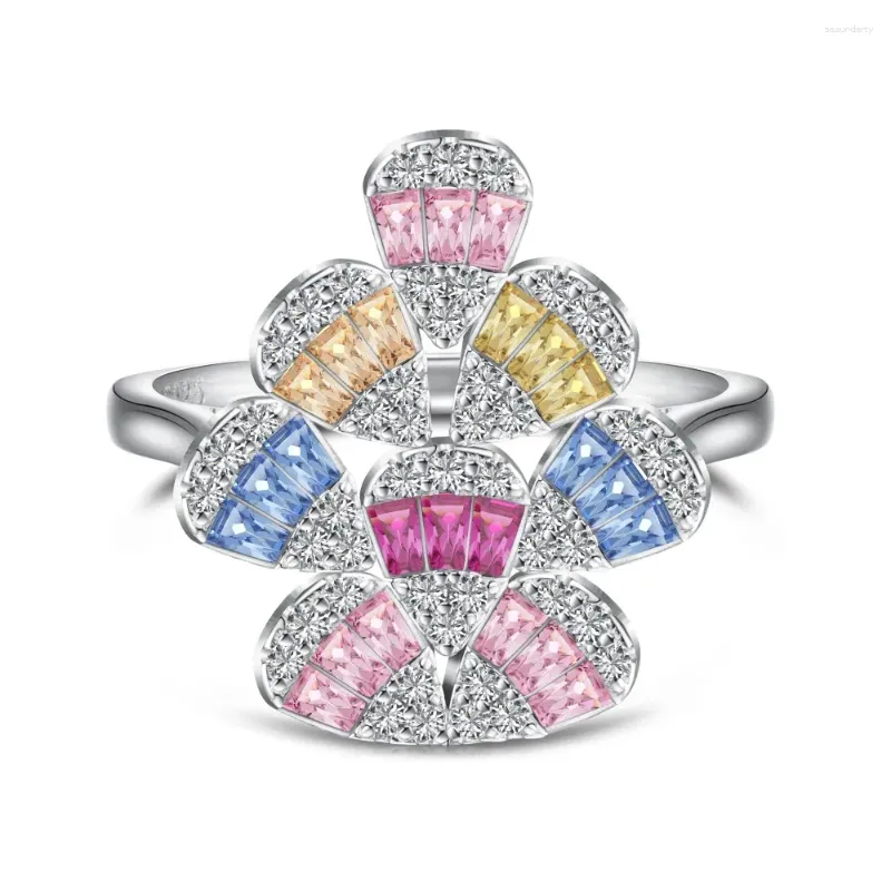 Cluster Rings 2024 S925 Sterling Silver Fairy Balloon Colorful Zirconia Inlaid Full Diamond Series Personalized Design Jewelry