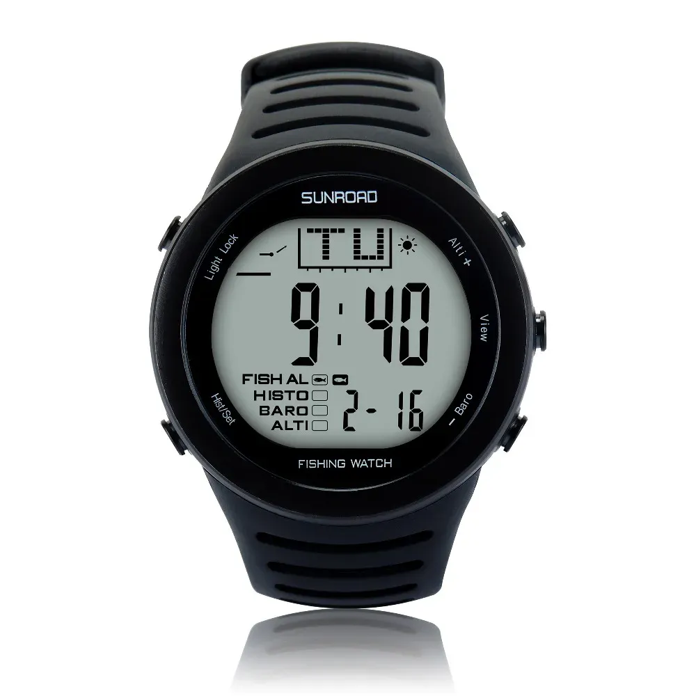 Tillbehör Sunroad 2023 Mäns digitala klockor Fiskesportklocka med barometer Altimeter Stopwatch Vandring Swmming Wristerwatch Waterproof