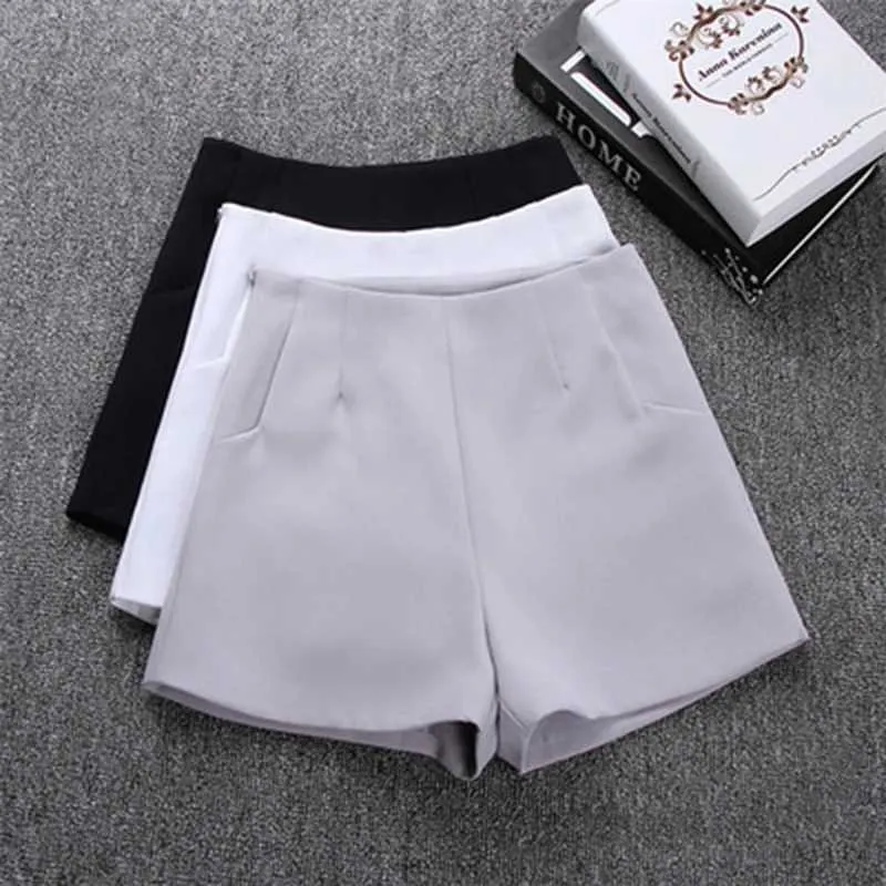 Shorts féminins 2024 Nouveaux femmes Summer High taille A-Line Casual Set Shorts Femmes Couleurs solides shorts pour femmes Y240420