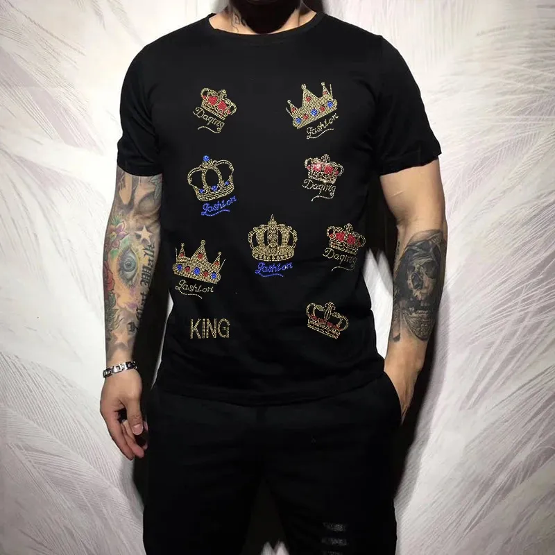 Летняя футболка Mens Crown Luxury Athestone Holiday Asian Size M-4xl Street Fashion Hip Hop Design Tops 240420