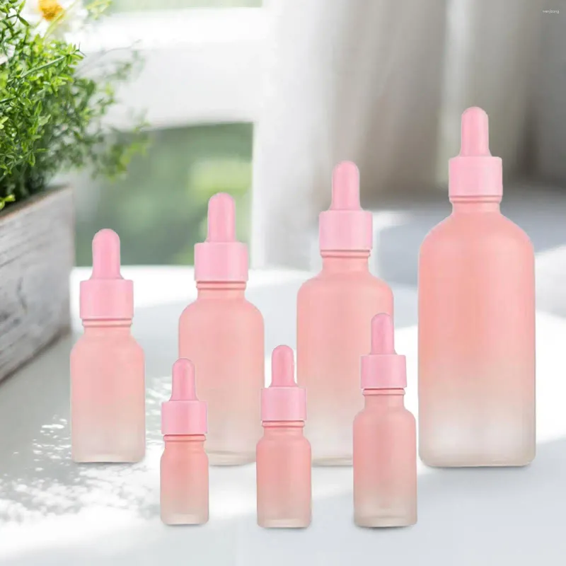 Aufbewahrung Flaschen Tropfenflasche Pink Frosted Essence Kosmetische ätherische Öle Glas