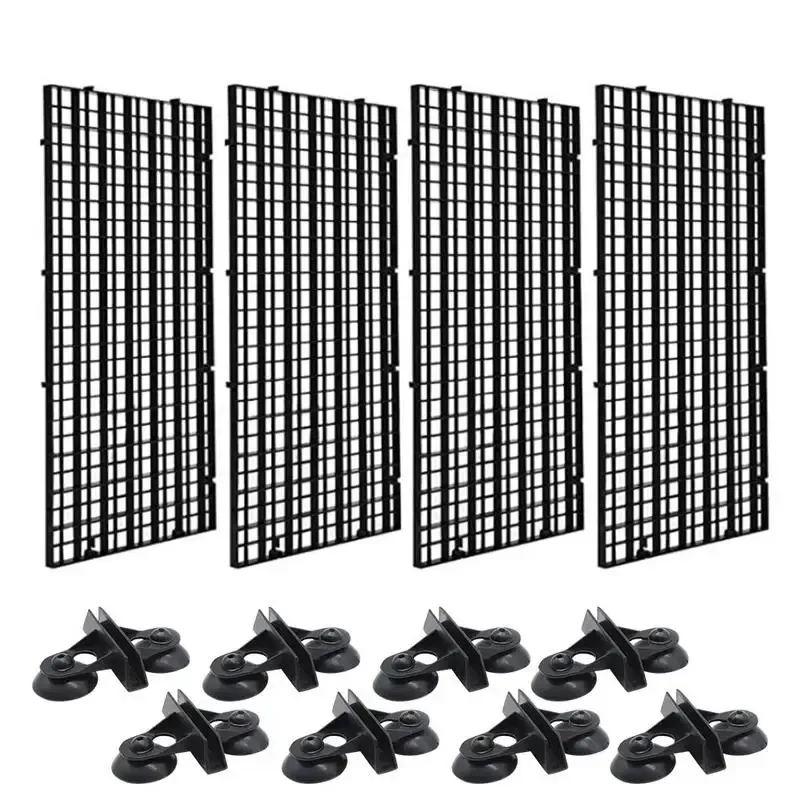 Akvarier 4st Aquarium Fish Tank Divider Isolation Clip Partition Plate With 8 Suction Cups Clamp Separation Aquarium Tank Tool Grille