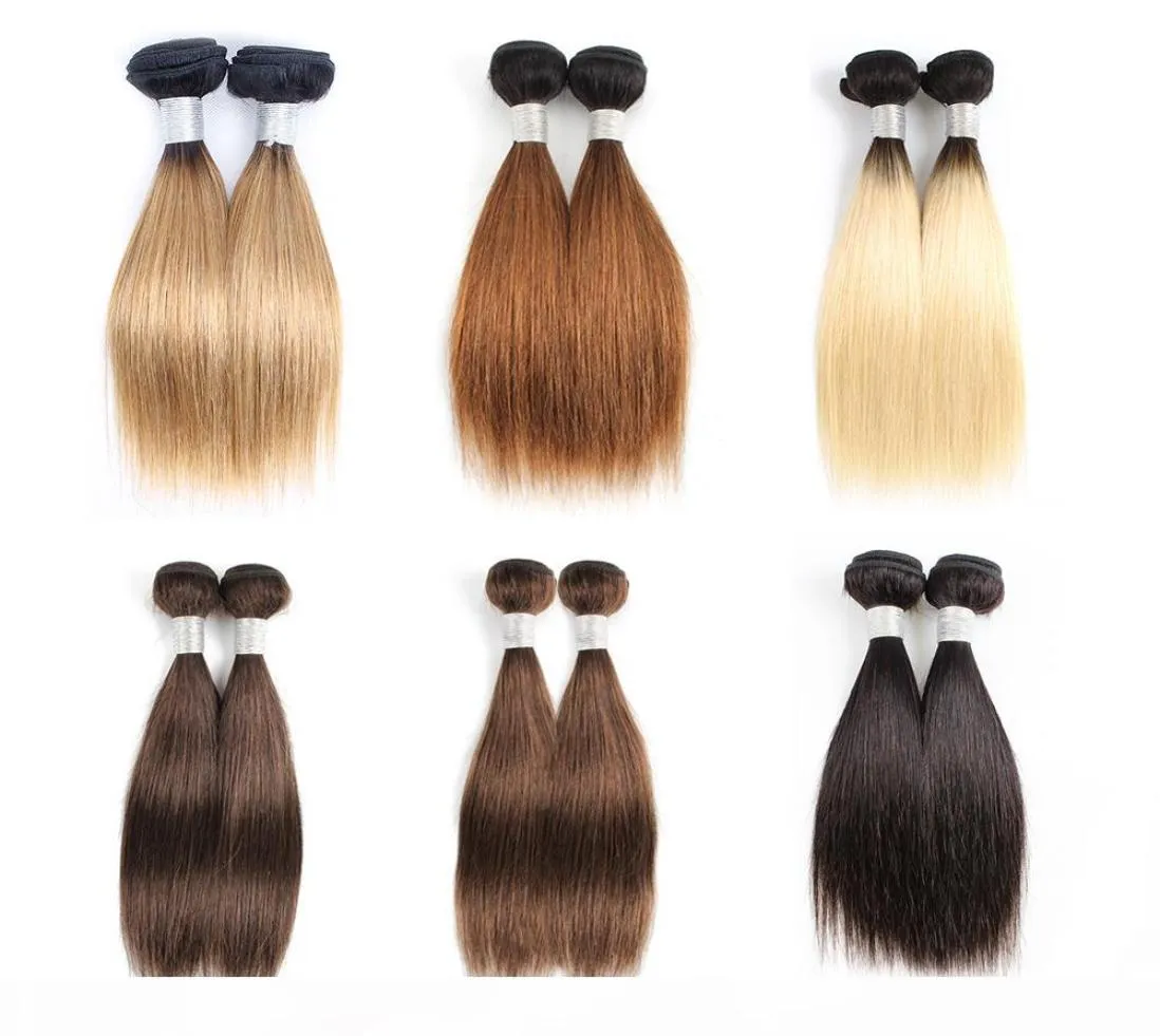 Trealha de cabelo humano de cor barata ombre loiro marrom curto bob 1012 polegada 2 4 pacotes de cabelo da malaio