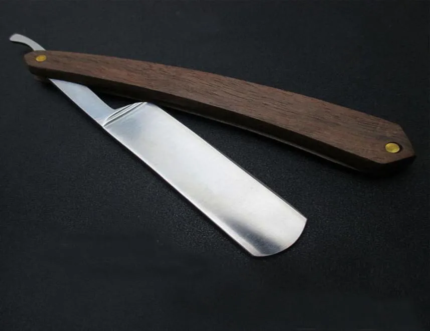 Folding Men's Straight Edge Razor with 440C Steel Blade and Beech Wood ...