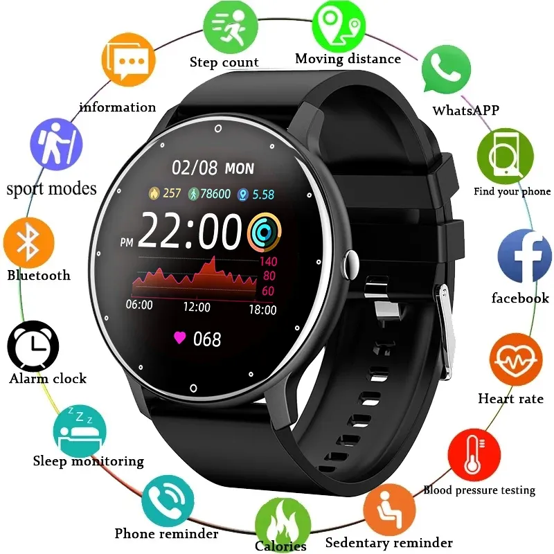 Bekijkt 2023 NIEUWE UNISEX Smart Watch volledig touchscreen sport fitness horloge IP67 waterdichte bluetooth voor Android iOS smartwatch mannen