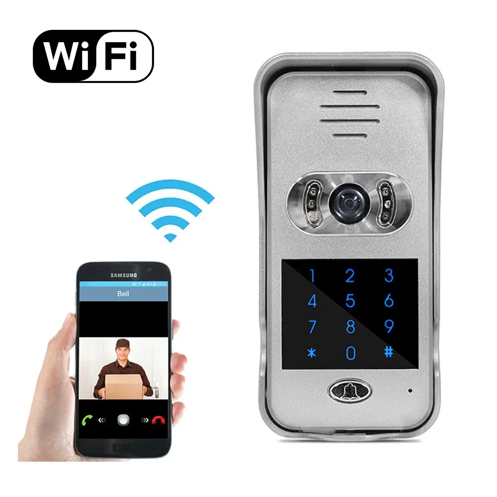 Control IR Night Vision Smart Phone Remote Unlock Network Door Video Camera Intercom Wifi Video Door Phone with Keypad