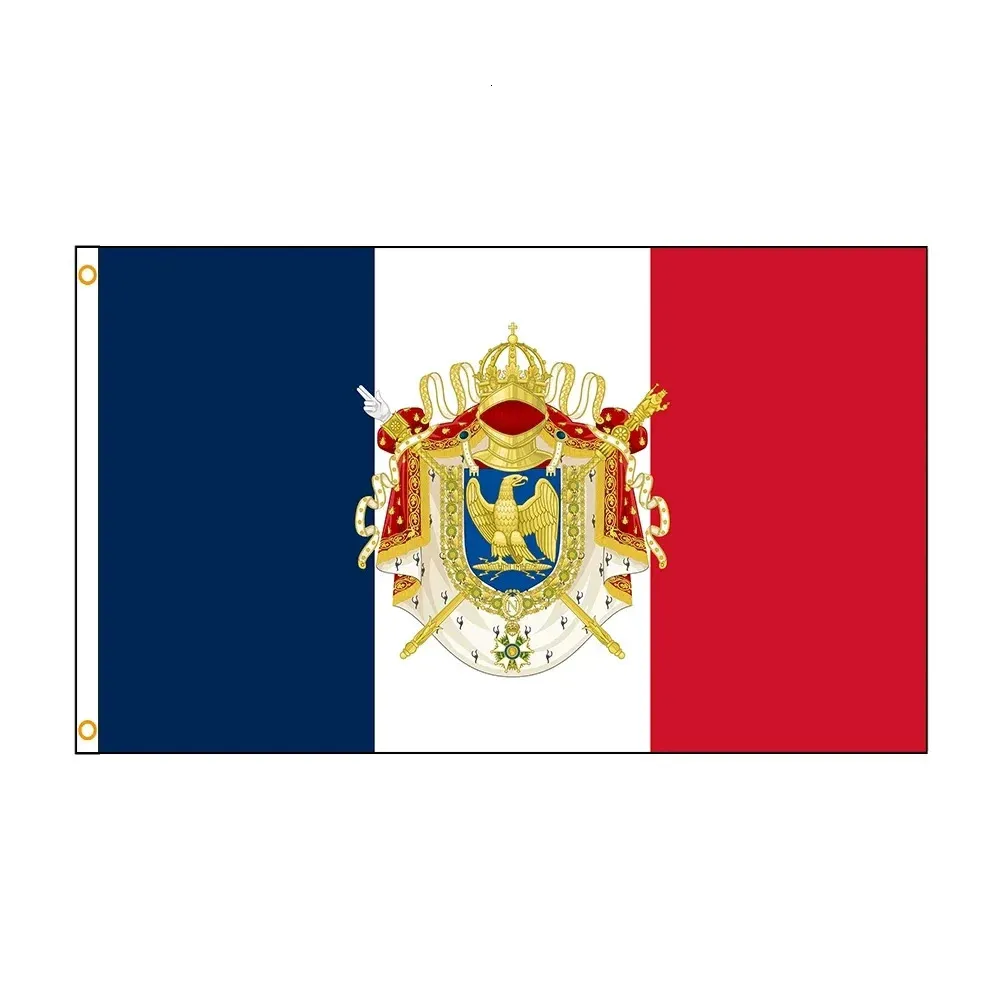 3x5ft flagga Royal Napoleon I France FRA FR Flag med vapensköld Banner ft Banner Flagdekoration 240415