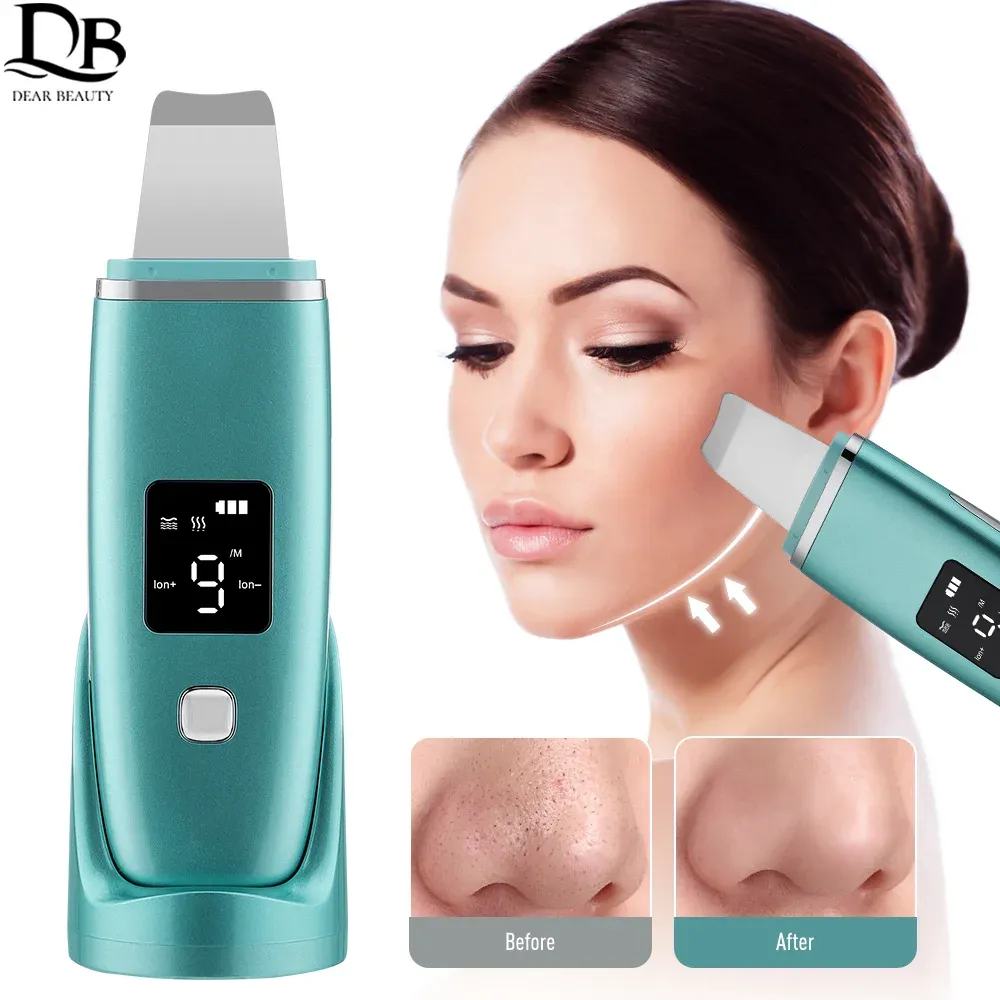 Instrumento Ultrassônico Espor ultrassônico EMS Poro facial de limpeza profunda Espátula Blackhead Dead Skin Removedor de acne Acne RECURSO REVECENDO MASSAGER