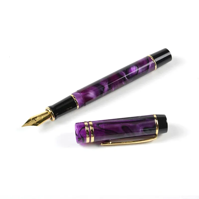 ペンMajohn M600s Celluloid Fountain Pen f Nib with Converter School Office Business Writing Gifts Pens Stationery Purple Green