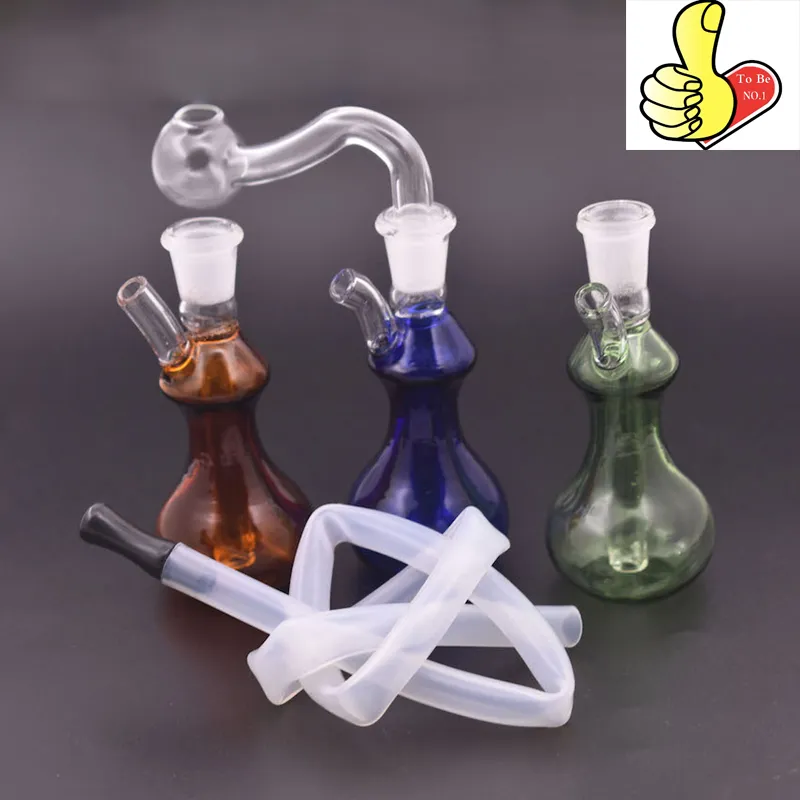 Mini cabaça de vidro colorido Dab Rig Bong Bong Longue fumando água Piú The Percolator Shisha Filtro Bubbler com 10mm de fumantes tigela