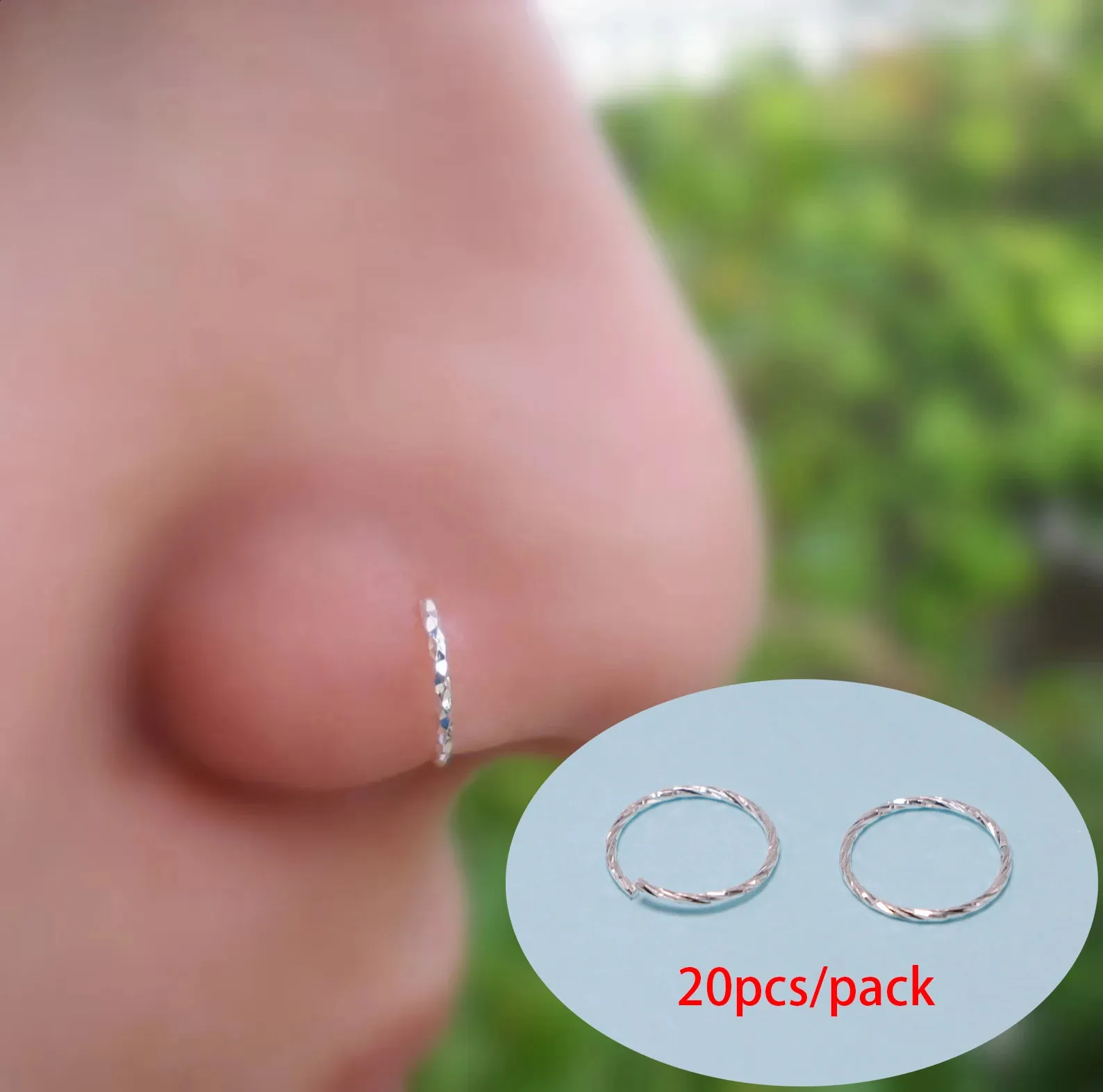 Save Big on Bulk Helix Cartilage Piercing Earrings Nose Rings Jewelry: 20  Pcs Sterling Silver Twist Nostril Ring, Spiral Lip Ring, Cartilage Hoop