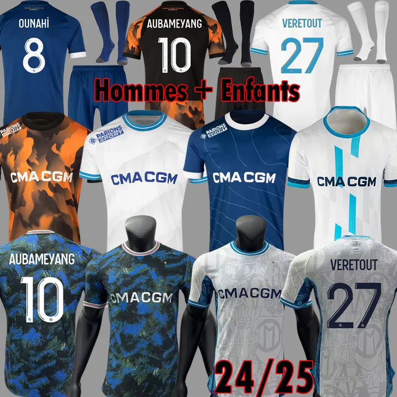 23 24 pre -match veretout marsiglias auba maglie da calcio mbemba speciale 30th anniversario rongier om esport 2023 2024 giocatore maillot piede harit clauss uomini camicie per bambini