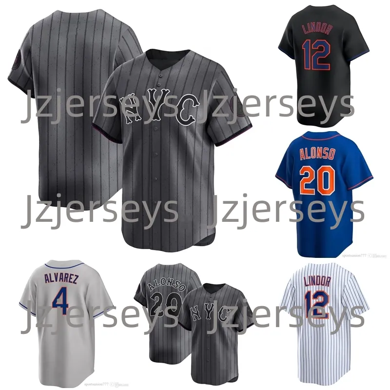 2024 City Connect Pete Alonso Baseball Jersey Francisco Lindor Edwin Diaz Kodai Senga Starling Marte Jacob Degrom Mets Keith Hernandez Men Youth