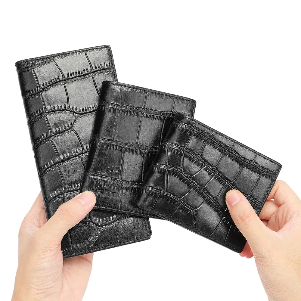 Brieftaschen Neues Design echtes Leder Männer Brieftasche RFID Blockierkartenhalter ID Fensterfenster Reißverschluss Münztasche Tasche Tasche dünne Flieger Brieftasche für Männer
