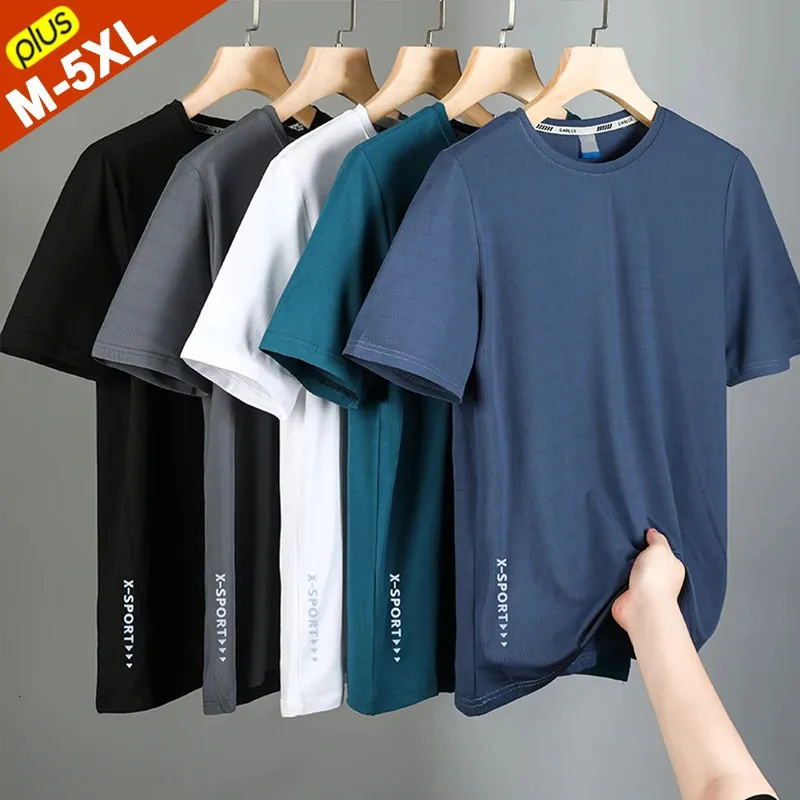 Summer TShirts Men Fast Dry Cool Basic Tshirts Male Tee Shirt Boys Fashion Camping Top Clothing Plus Size M5XL 240409