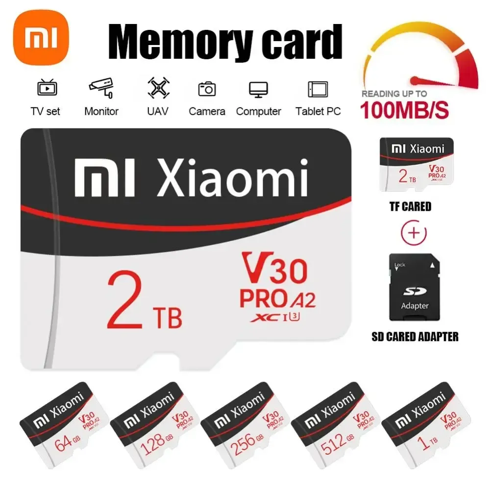 Cartes Xiaomi U3 Carte mémoire SD 4k SD 2TB Micro TF Carte SD 1TB 128 Go 512 Go Cartao de Memoria pour Redmi Note 11 GoPro Nintendo64